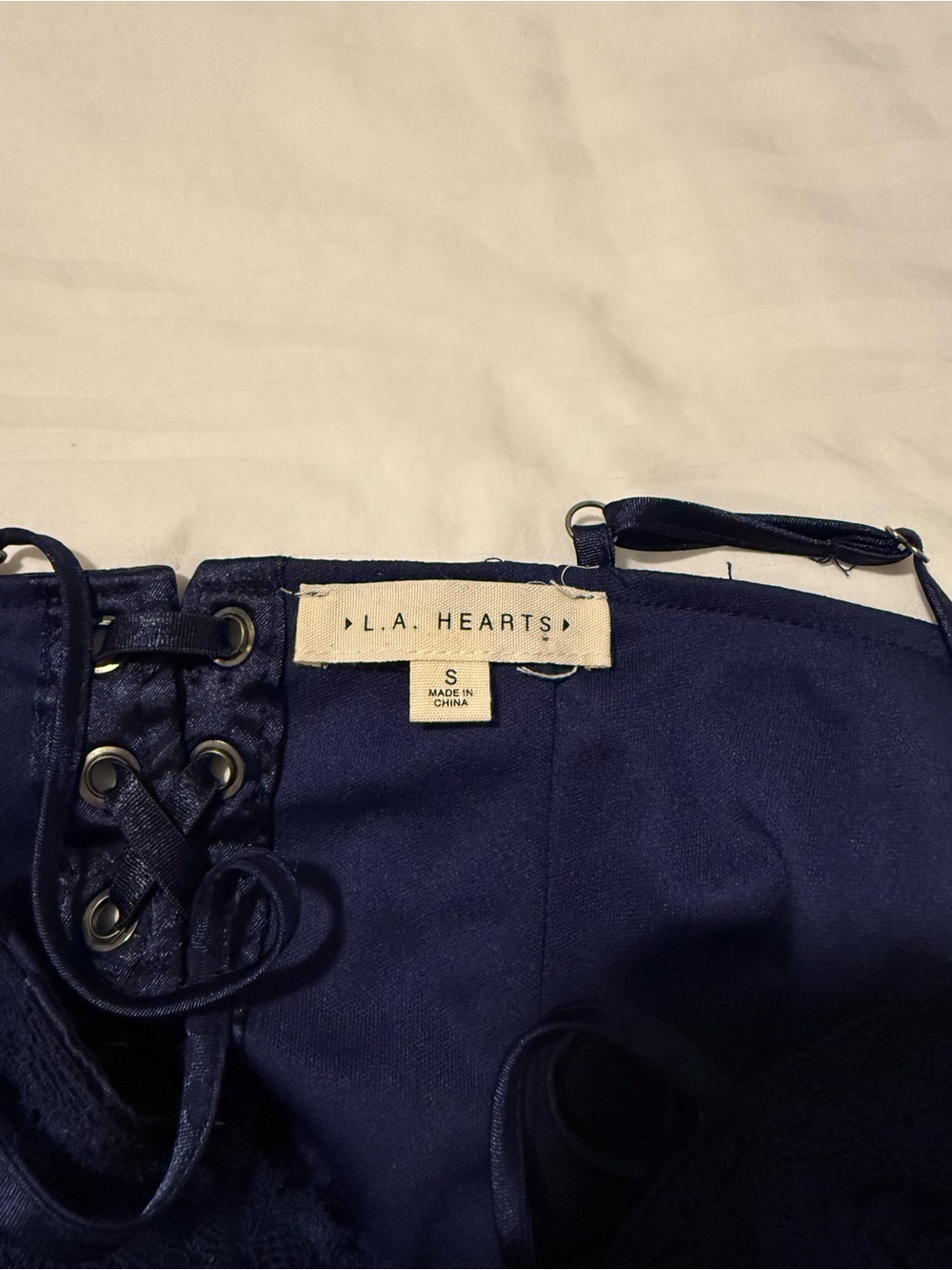 La Hearts Navy Lace Bustier Crop Top - Picture 5 of 5